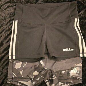 Set of TWO Adidas Active Bike Shorts Camo Camouflage Black White Stripes S Small